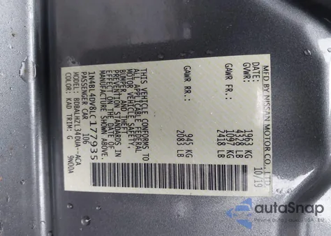 2020 Nissan Altima Sv Fwd z USA, uszkodzony, nr VIN 1N4BL4DV8LC177935